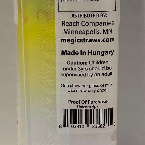 New MilK MAGIC 4 Pack Straws "Unicorn Kisses" Flavored Milk Straws Gluten Free - Picture 4 of 4